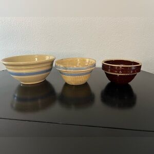 Vintage watt yellow stoneware and crock bowls